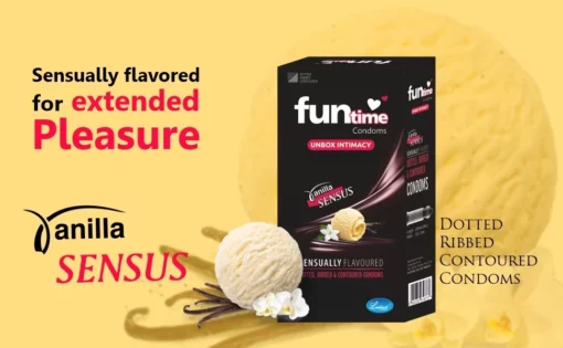 Funtime Dotted, Ribbed & Contoured Condom Vanilla Sensus - Image 7