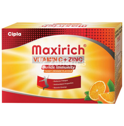 Maxirich Vitamin C+Zinc Chewable Tablet Tangy Orange