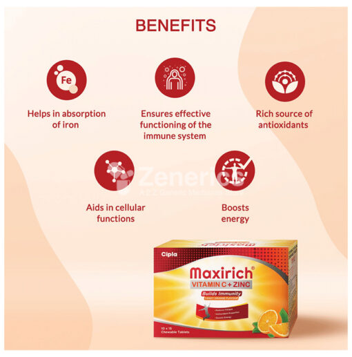 Maxirich Vitamin C+Zinc Chewable Tablet Tangy Orange - Image 4