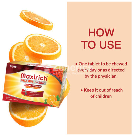 Maxirich Vitamin C+Zinc Chewable Tablet Tangy Orange - Image 6
