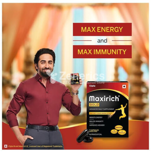 Maxirich Gold Advanced Daily Supplement-Multivitamin with Ginseng Extract for Energy & Immunity Soft Gelatin Capsule - Image 3