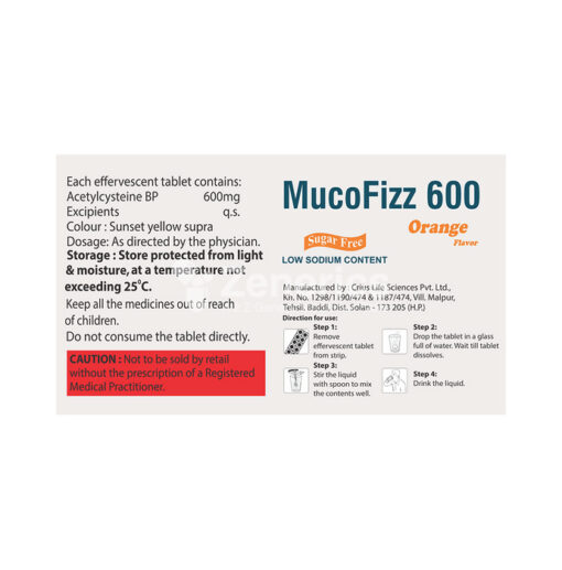 Mucofizz 600 Effervescent Tablet Orange Sugar Free - Image 2