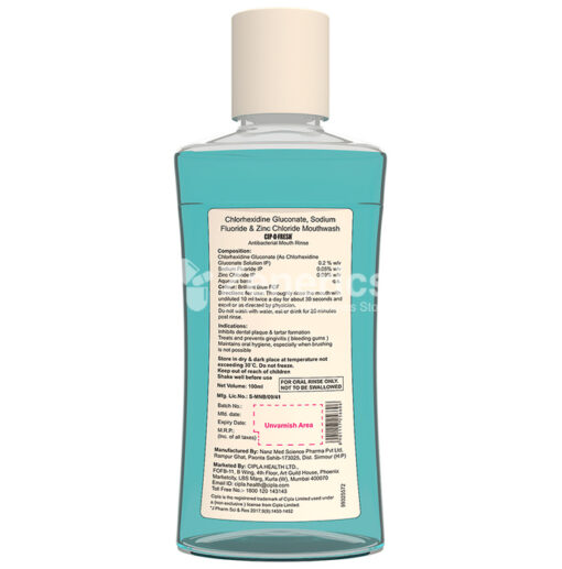 Cipla Peppermint Fresh Cip-O-Fresh Antibacterial Mouth Rinse - Image 2