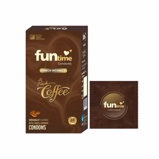 Funtime Dotted, Ribbed & Contoured Condom Rich Coffee