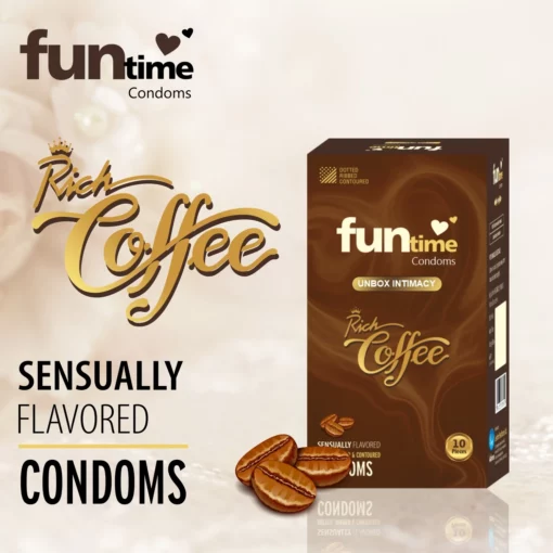 Funtime Dotted, Ribbed & Contoured Condom Rich Coffee - Image 4