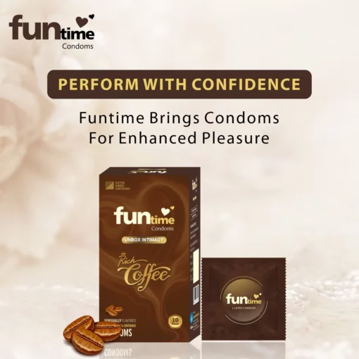 Funtime Dotted, Ribbed & Contoured Condom Rich Coffee - Image 5