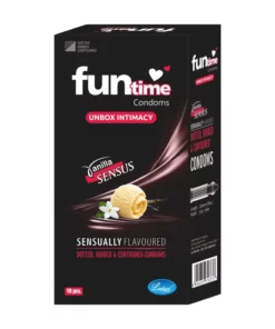 Funtime Dotted, Ribbed & Contoured Condom Vanilla Sensus