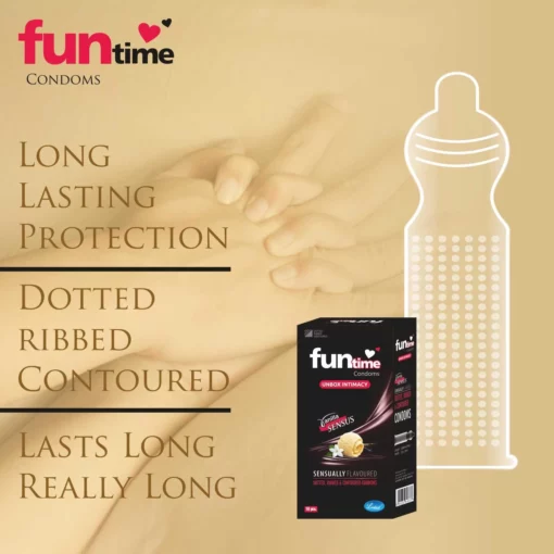 Funtime Dotted, Ribbed & Contoured Condom Vanilla Sensus - Image 5