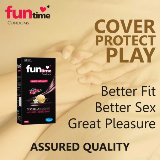 Funtime Dotted, Ribbed & Contoured Condom Vanilla Sensus - Image 3