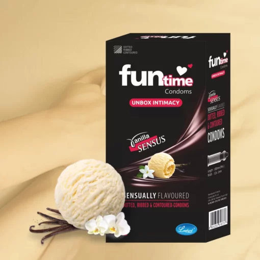Funtime Dotted, Ribbed & Contoured Condom Vanilla Sensus - Image 4