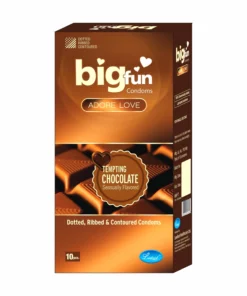 Bigfun Dotted, Ribbed & Contoured Condom Tempting Chocolate