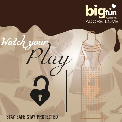 Bigfun Dotted, Ribbed & Contoured Condom Tempting Chocolate - Image 6