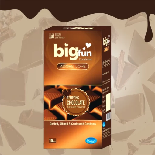 Bigfun Dotted, Ribbed & Contoured Condom Tempting Chocolate - Image 4