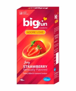 Bigfun Dotted, Ribbed & Contoured Condom Juicy Strawberry