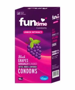 Funtime Dotted, Ribbed & Contoured Condom Black Grapes