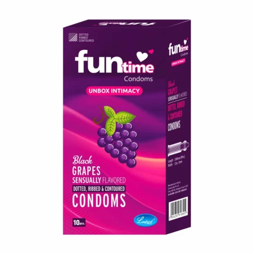 Funtime Dotted, Ribbed & Contoured Condom Black Grapes