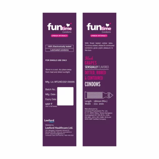 Funtime Dotted, Ribbed & Contoured Condom Black Grapes - Image 7