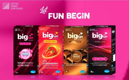 Bigfun Dotted, Ribbed & Contoured Condom Bubblegum - Image 7