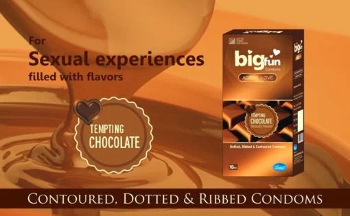 Bigfun Dotted, Ribbed & Contoured Condom Tempting Chocolate - Image 8