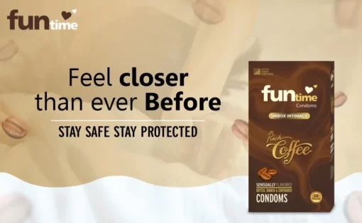 Funtime Dotted, Ribbed & Contoured Condom Rich Coffee - Image 9